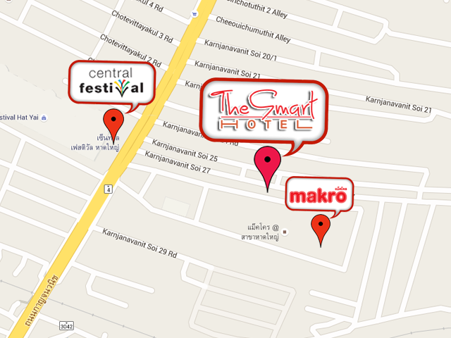 Map The Smart Hotels in HatYai